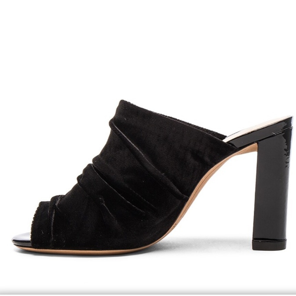 Alexandre Birman Black Ruched Open-Toe Block Heel Mules